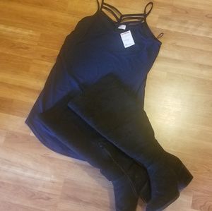 Mini faux suede dress